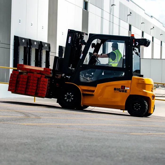 Big Joe LPE100S electric pneumatic counterbalance forklift at manufacturing facility