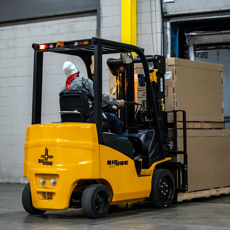 Big Joe LCE50S electric counterbalance forklift loading trailer